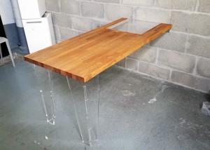table bureau bois et pmma diy